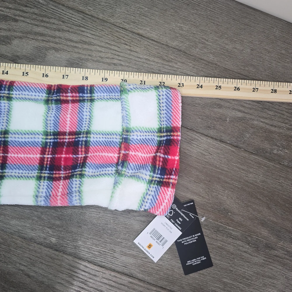 NWT Lauren Ralph Lauren Ivory Plaid Plush Bath Robe Size Small Cozy Warm Lounge